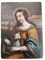 École espagnole (XVII) - Retrato de Santa Inés, Antiek en Kunst, Kunst | Schilderijen | Klassiek