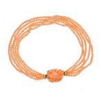 Halsketting - 18 karaat Geel goud, Coralli Rosa - Koraal, Handtassen en Accessoires, Kettingen, Nieuw