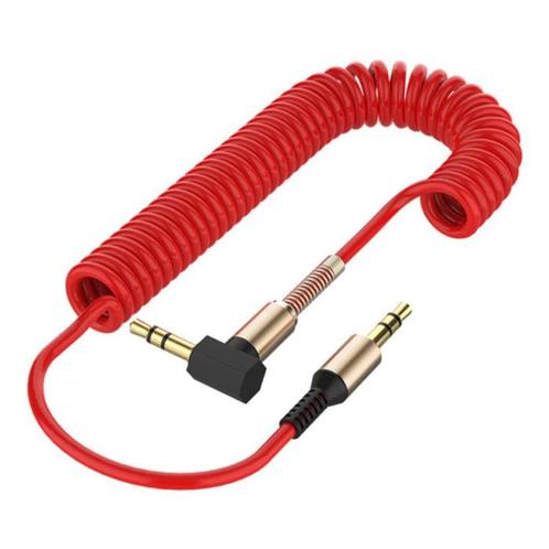 Gekrulde 3.5mm AUX Kabel Verguld - Audio Jack - 1.8 Meter -, Computers en Software, Pc- en Netwerkkabels, Nieuw, Verzenden