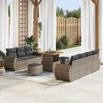 vidaXL Tuinbank Set met kussen met opslag 10 pcs Grijs poly, Tuin en Terras, Verzenden, Nieuw