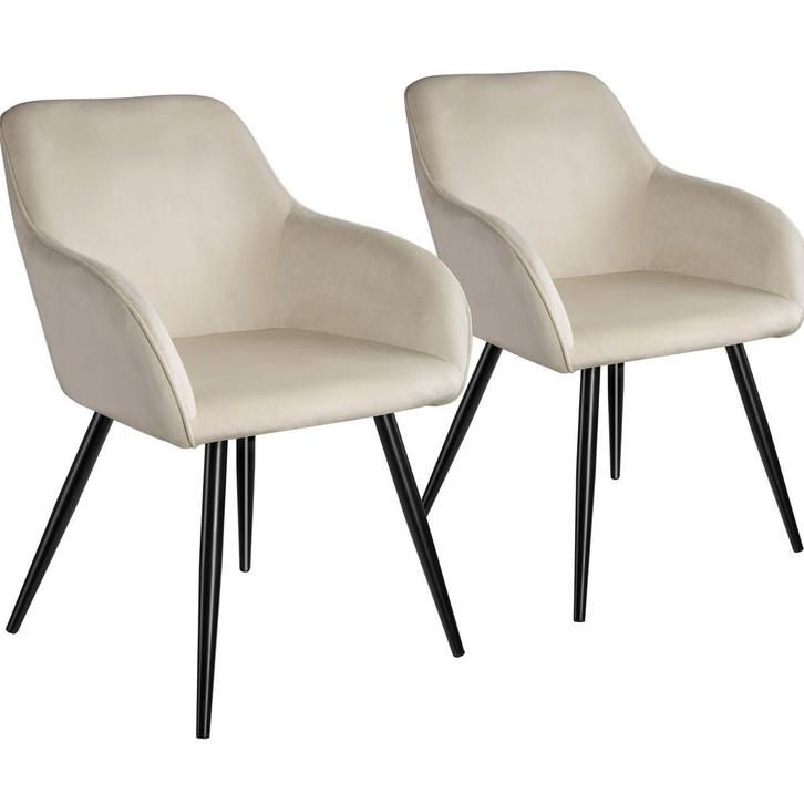 tectake Eetkamerstoel Marilyn fluweellook, zwarte stoelpoten, Huis en Inrichting, Stoelen, Verzenden