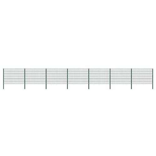 vidaXL Schuttingpaneel met palen ijzer 1212x120 cm groen, Tuin en Terras, Tuinhekken en Hekwerk, Nieuw, Verzenden