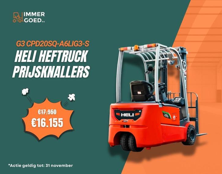 Nieuwe HELI G3 2T 3-wiel lithium heftruck – franco BE, Zakelijke goederen, Machines en Bouw | Heftrucks en Intern transport, Heftruck