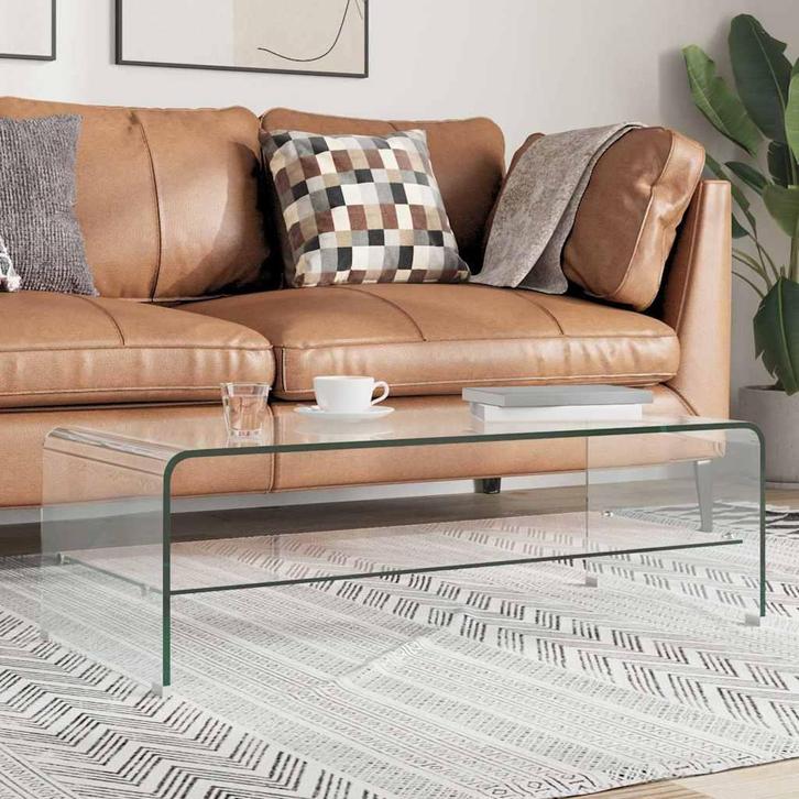 vidaXL Salontafel 98x45x31 cm gehard glas transparant, Huis en Inrichting, Tafels | Salontafels, Nieuw, Verzenden