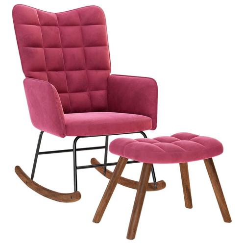vidaXL Schommelstoel met krukje fluweel wijnrood, Huis en Inrichting, Stoelen, Nieuw, Verzenden