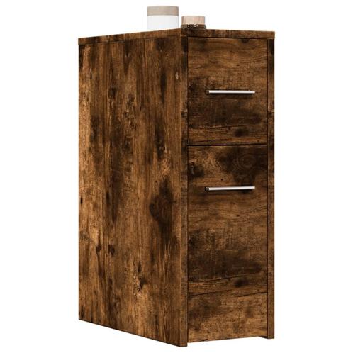 vidaXL Badkamerkast smal met wielen bewerkt hout gerookt, Huis en Inrichting, Kasten | Overige, Nieuw, Verzenden