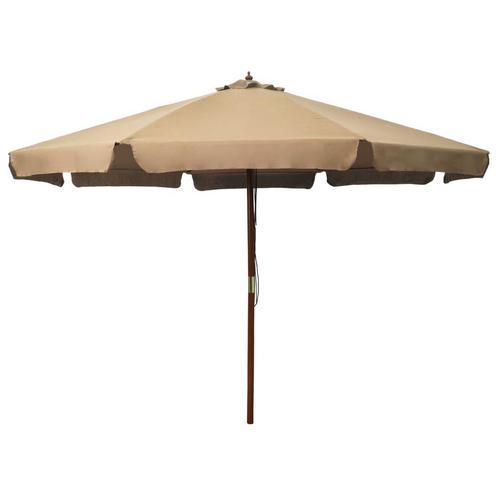 vidaXL Parasol dextérieur avec mât en bois 330 cm Taupe, Jardin & Terrasse, Parasols, Neuf, Envoi