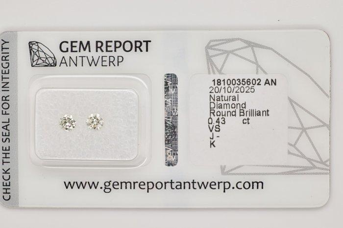 Zonder minimumprijs - 2 pcs Diamant (Natuurlijk) - 0.43 ct -, Handtassen en Accessoires, Edelstenen