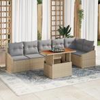 vidaXL 7-delig Ligbed Set met Kussens Beige Poly Rattan, Verzenden, Nieuw