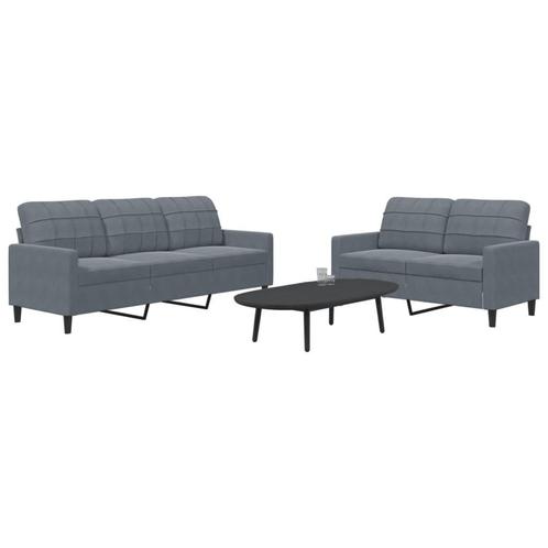 vidaXL Ensemble de canapés 2 pcs avec coussins Gris, Huis en Inrichting, Zetels | Zetels, Verzenden