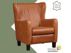 Leren fauteuil Hug - Vintage Cognac (cognac) - Poten hout, Huis en Inrichting, Fauteuils, Nieuw, Ophalen of Verzenden, 75 tot 100 cm