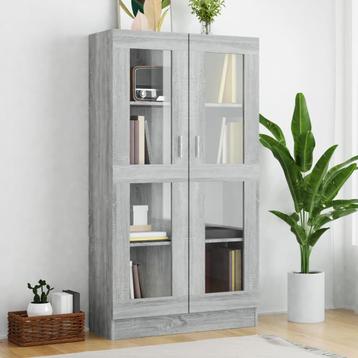 vidaXL Vitrinekast 82,5x30,5x150 cm bewerkt hout grijs, Verzenden