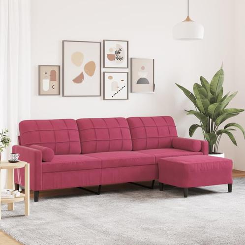 vidaXL Driezitsbank met voetenbank 210 cm fluweel wijnrood, Huis en Inrichting, Zetels | Zetels, Nieuw, Verzenden
