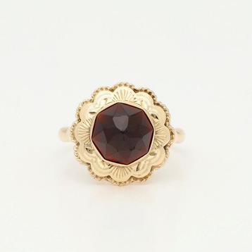 Ring - 14 karaat Geel goud Granaat