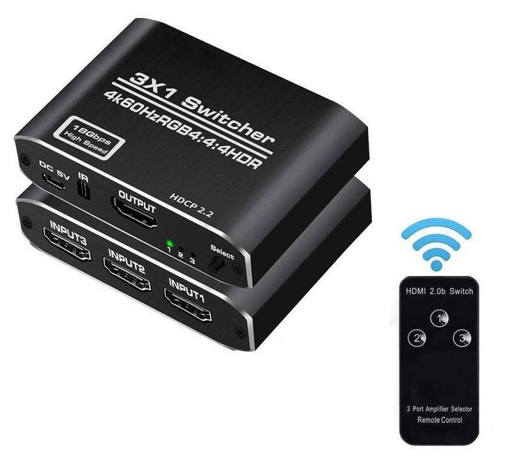 DrPhone - ARC2 - 4K 60Hz - Mini 3 Poort Hdmi Switch 2.0 - 4K, Audio, Tv en Foto, Audiokabels en Televisiekabels, Nieuw, Verzenden