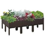 TRUUSK Verhoogd Bloembed Rattan-Look 6-delig - Met Afvoergat, Verzenden, Nieuw