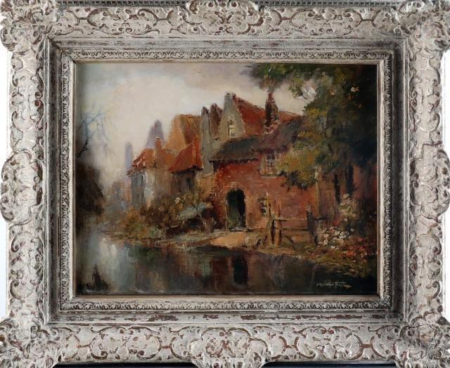 Alfred van Neste (1874-1969) - Roode gevels, Antiek en Kunst, Kunst | Schilderijen | Klassiek