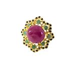 Zonder Minimumprijs - Ring Zilver, Verguld Robijn - Smaragd, Handtassen en Accessoires, Ringen, Nieuw