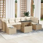 vidaXL 8-delige tuinbankset met kussens in beige poly rattan, Tuin en Terras, Verzenden, Nieuw
