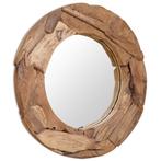 vidaXL Miroir décoratif Teck 80 cm Rond, Maison & Meubles, Accessoires pour la Maison | Miroirs, Verzenden, Neuf