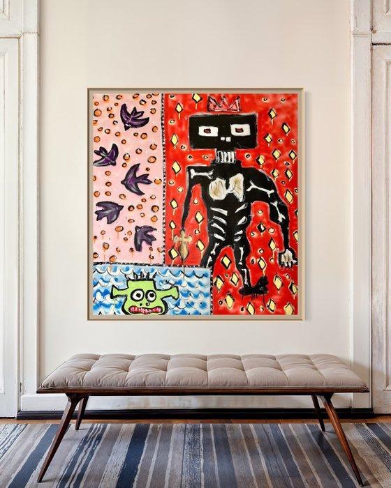 Timo Wedell - Geschichte der Römer Like Basquiat - XL, Antiek en Kunst, Kunst | Schilderijen | Modern