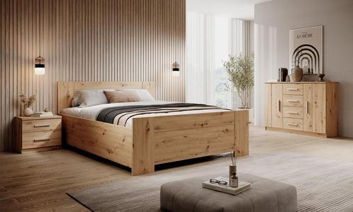 Meubella tweepersoonsbed Blake eiken houten bed 160x200 cm, Maison & Meubles, Chambre à coucher | Lits, Envoi