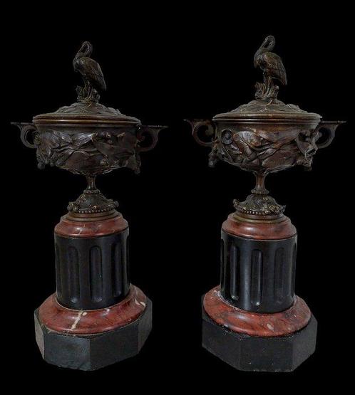Vase avec couvercle - Bronze, Marbre, Antiek en Kunst, Antiek | Overige Antiek