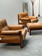 Fauteuil (3) - Je suis Jean Gillon Stil. - Bois, Cuir - 2, Antiek en Kunst