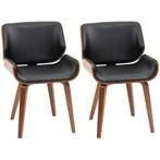 Set Van 2 Vintage Eetkamerstoelen, Hout, Stoffen Bekleding,, Verzenden, Nieuw