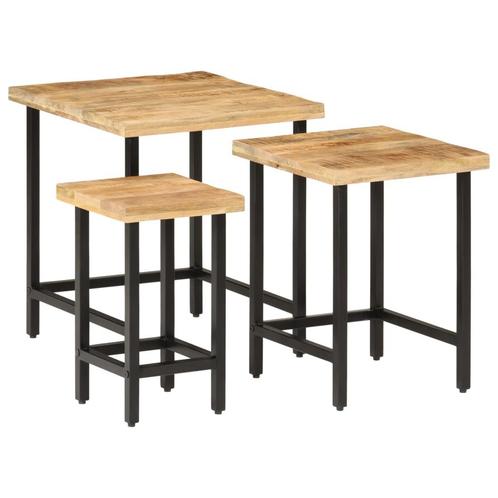 vidaXL Tables basses gigognes 3pcs bois de manguier, Huis en Inrichting, Tafels | Salontafels, Verzenden