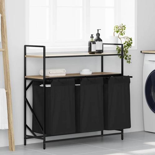 vidaXL Wasmand 3 vakken met planken sonoma eikenkleurig, Huis en Inrichting, Woonaccessoires | Overige, Nieuw, Verzenden