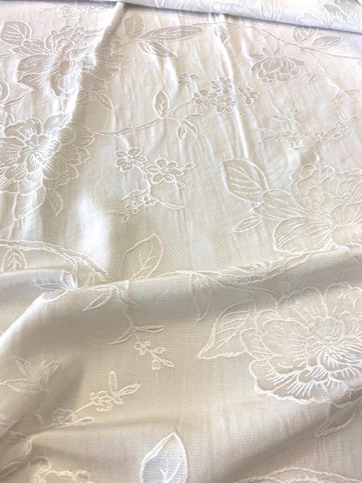 Prestigieuze damaststof in semi-glanzende, witte optische, Antiek en Kunst, Antiek | Tapijten, Tafelkleden en Textiel