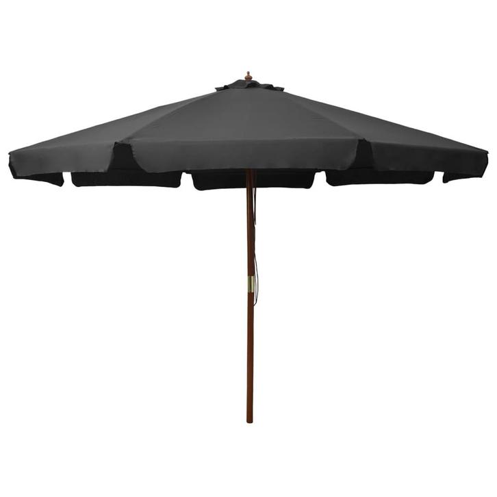 vidaXL Parasol met houten paal 330 cm antraciet, Tuin en Terras, Parasols, Nieuw, Verzenden