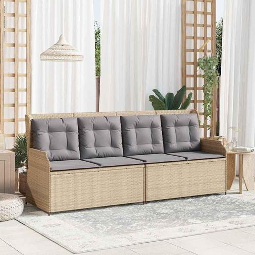 vidaXL Tuinbank met kussen Beige Poly rattan, Tuin en Terras, Tuinsets en Loungesets, Nieuw, Verzenden