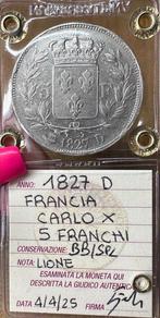 Frankrijk. Charles X. 5 Francs 1827-D, Lyon (Zonder, Postzegels en Munten, Munten | Europa | Euromunten