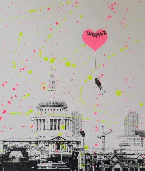 Steve LAZARIDES (1969) - Banksy Girl with Balloon, Antiquités & Art, Art | Peinture | Moderne