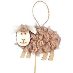 Bijsteker schaap 11cm.x8cm. +50cm lang.!hout+fleece zak, Huis en Inrichting, Woonaccessoires | Kunstplanten en Kunstbloemen, Nieuw