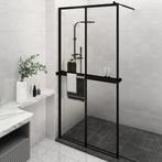 vidaXL Paroi de douche avec étagère Noir 118x190cm Verre, Neuf, Verzenden
