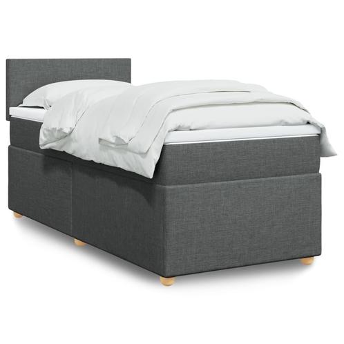 vidaXL Boxspring met matras stof donkergrijs 90x200 cm, Huis en Inrichting, Slaapkamer | Bedden, Nieuw, Verzenden