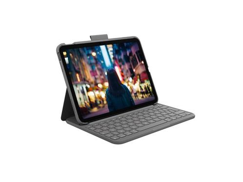 Logitech Slim Folio - Tablettoetsenbord - Geschikt voor iPad, Computers en Software, Apple iPads, Zo goed als nieuw, Verzenden