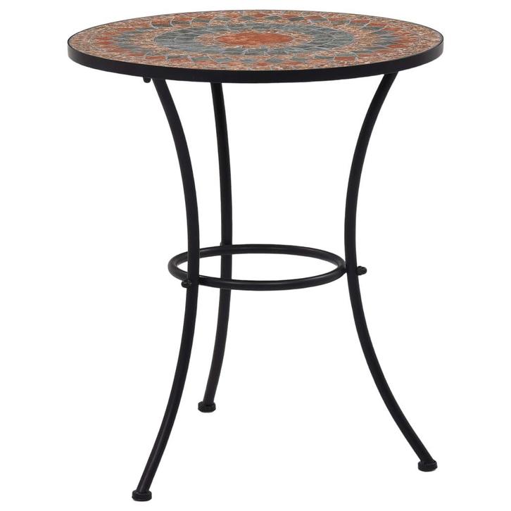 vidaXL Bistrotafel mozaïek 60 cm keramiek oranje en grijs, Jardin & Terrasse, Tables de jardin, Envoi