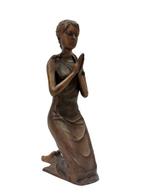 Statuette, Biddend meisje - 31 cm - Bronze, Antiek en Kunst