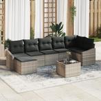 vidaXL 7-delige tuinset met kussens in zwart poly rattan, Verzenden, Nieuw, Tuinset