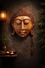 Beeld, Balinees Boeddha hoofd - 25.5 cm - Hout
