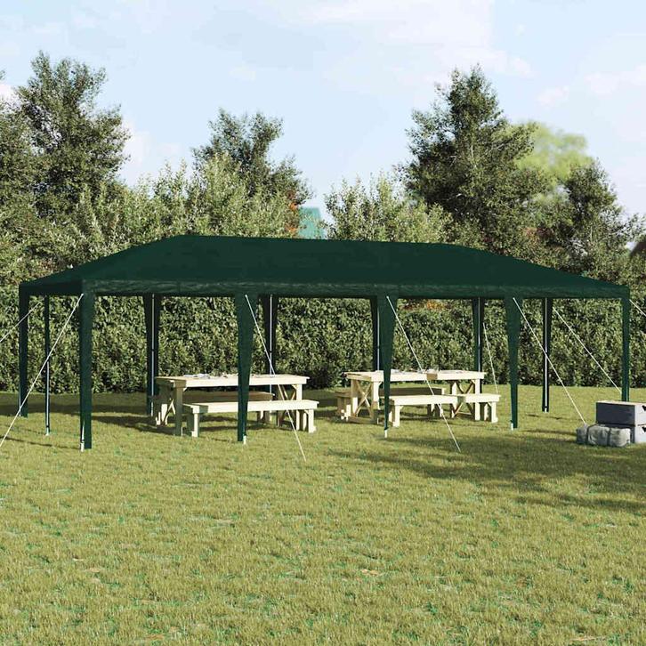 vidaXL Partytent Groen en Wit 400 x 800 x 270 cm Polyester, Tuin en Terras, Partytenten, Nieuw, Verzenden