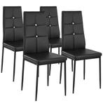 tectake Eetkamerstoelen, kunstleer met strass steentjes - zw, Huis en Inrichting, Stoelen, Verzenden, Nieuw
