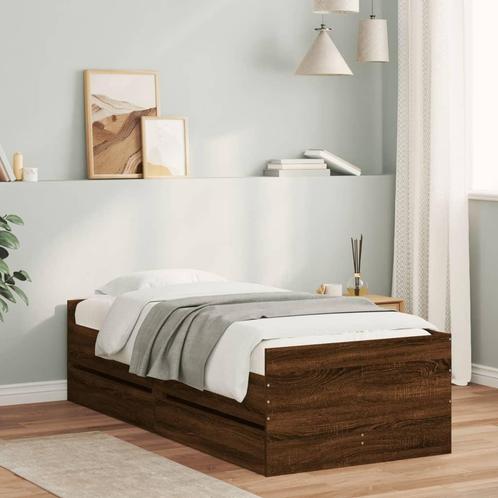 vidaXL Bedframe met lades bruin eikenkleur 100x200 cm, Maison & Meubles, Chambre à coucher | Lits, Envoi