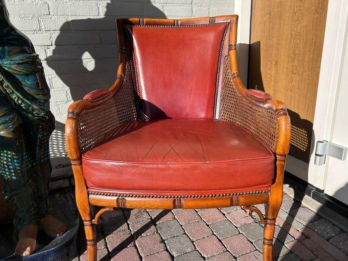 Giorgetti - Stoel (2) - Hout, Leder, riet/messing - Antieke, Antiek en Kunst, Antiek | Overige Antiek