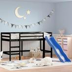 vidaXL Kinderhoogslaper met glijbaan grenenhout zwart 90x190, Huis en Inrichting, Slaapkamer | Bedden, Verzenden, Nieuw