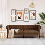 vidaXL Chesterfieldbank Geruit Bruin Faux suede leer, Huis en Inrichting, Zetels | Zetels, Verzenden, Nieuw